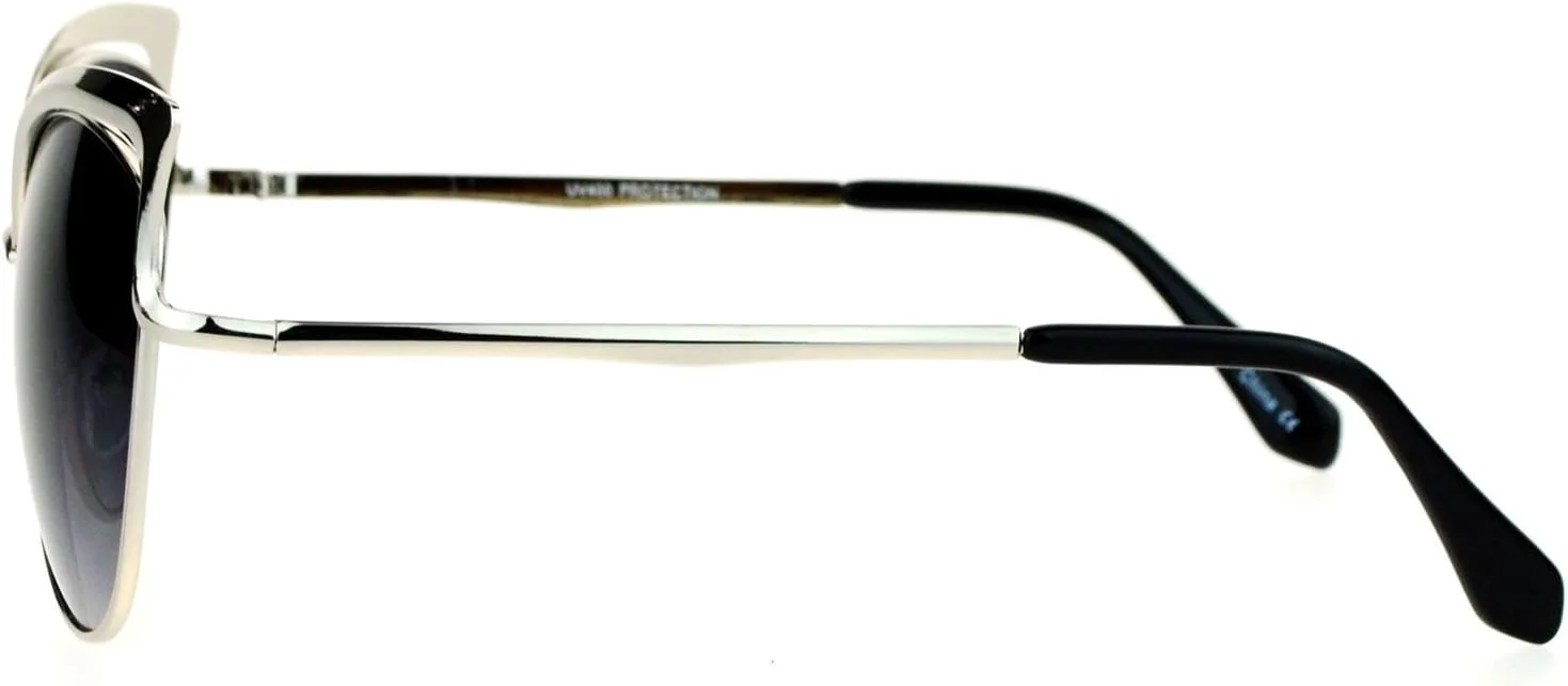 

Женские солнцезащитные очки Butterfly Cateye с металлическим корпусом, увеличенного размера, защита от УФ-излучения UV 400, серебристый цвет PASTL, Silver (Smoke)