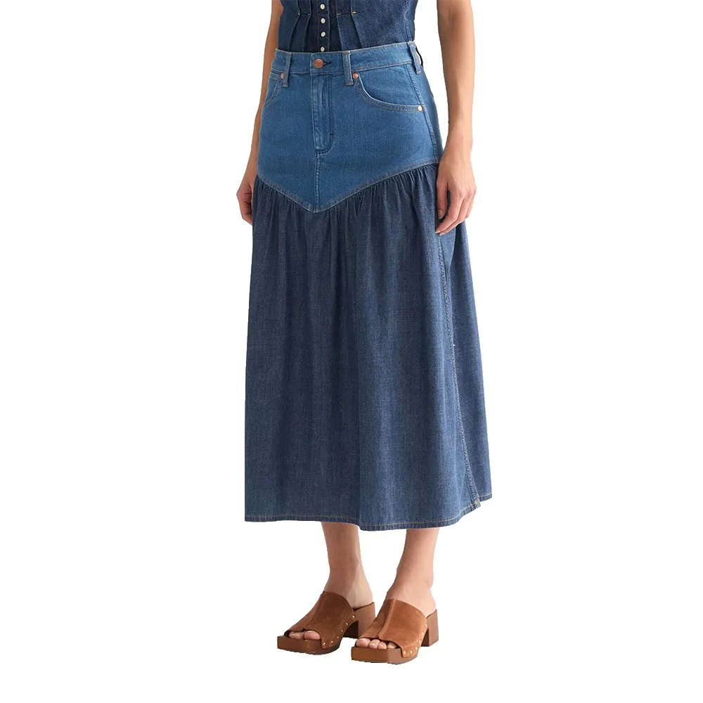 

Джинсовая юбка Wrangler с баской и завышенной талией, стандартного кроя, синий