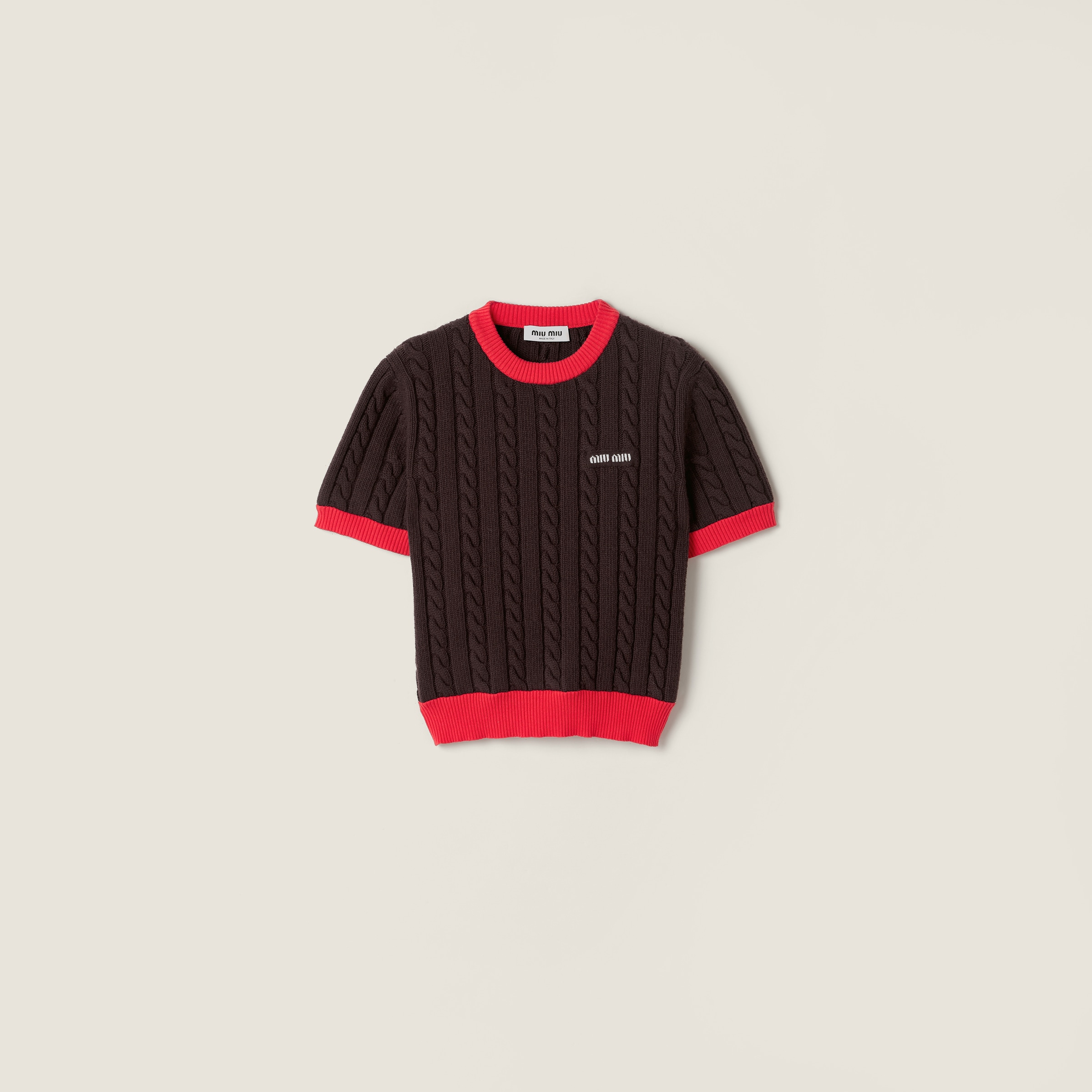 

Шерстяной и хлопковый свитер MIU MIU, красный