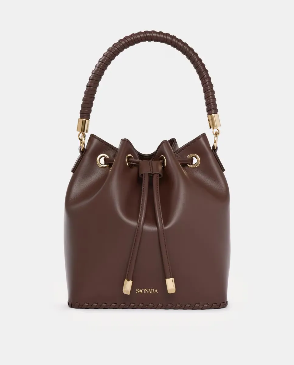

Большая сумка SAONARA в виде ведра из кожи шоколадно-коричневого цвета с длинным ремнем, темно-коричневый