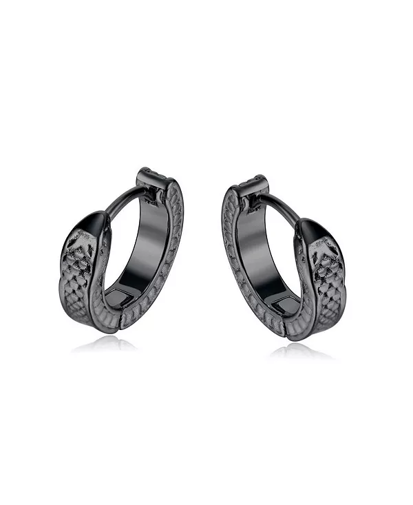 

Серьги-Кольца Huggie Hoop из текстурированной нержавеющей стали Metallo, black