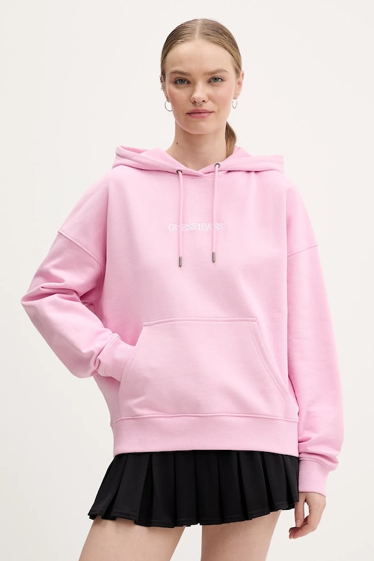 

Хлопковая толстовка Guess Jeans, розовый
