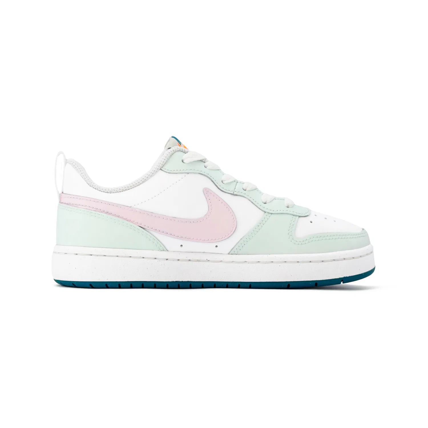 Кроссовки Court Borough 2 Green Cat's Paw Leather, slip-resistant, abrasion-resistant, cushioning, низкий профиль Nike, White Pink — фото 3