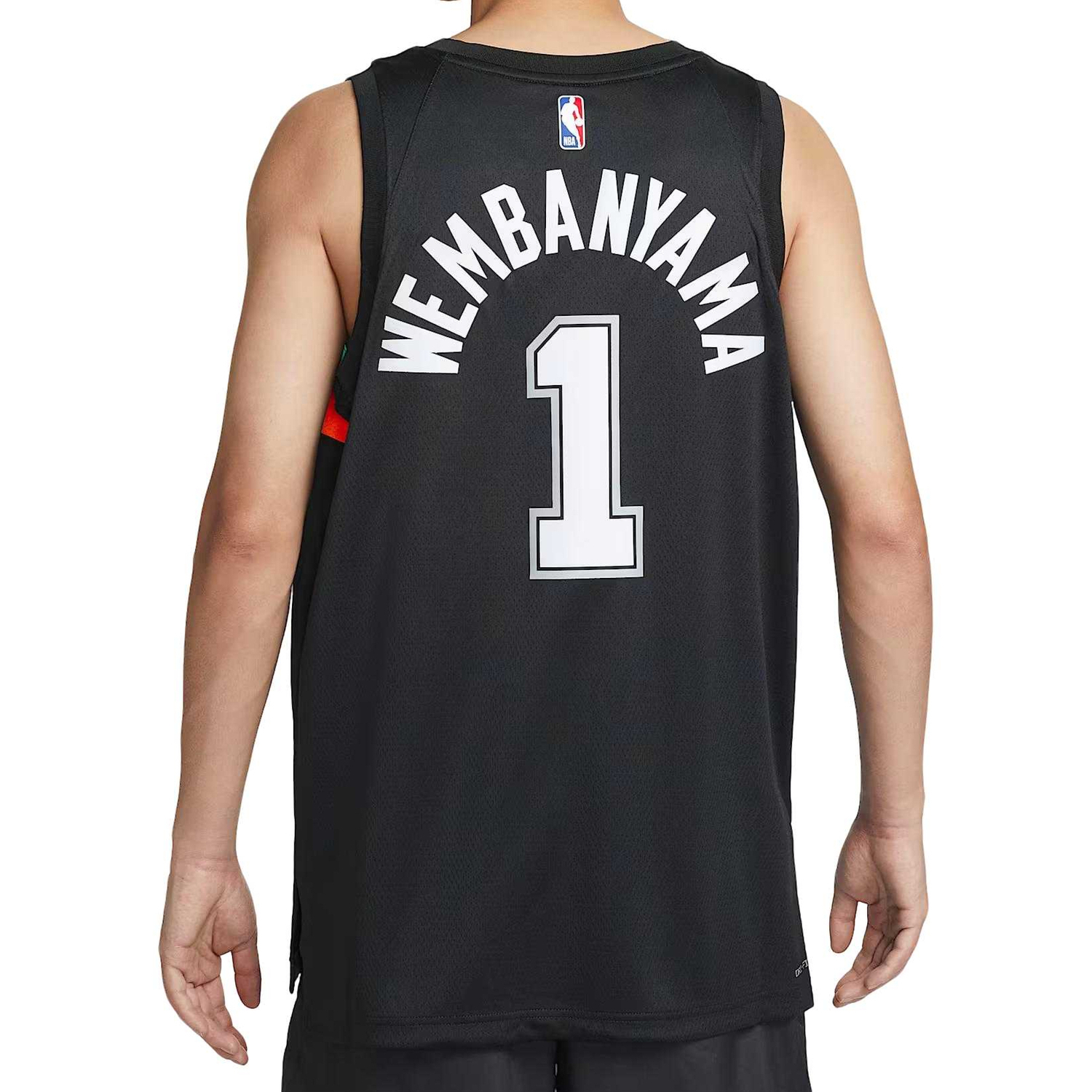 Фирменная баскетбольная майка Victor Wembanyama San Antonio Spurs City Edition для подростков Nike, черный — фото 3