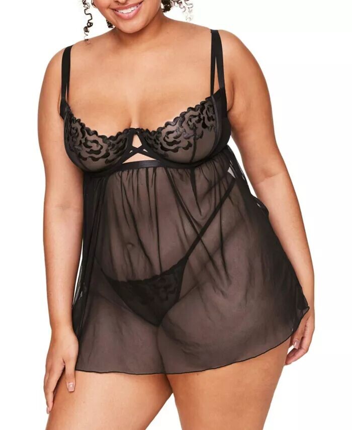 

Плюс размер Jestina Babydoll Нижнее белье Adore Me, черный