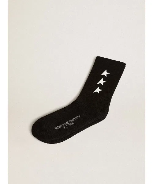 Носки Golden Goose с белой звездой, хлопковые, чёрные