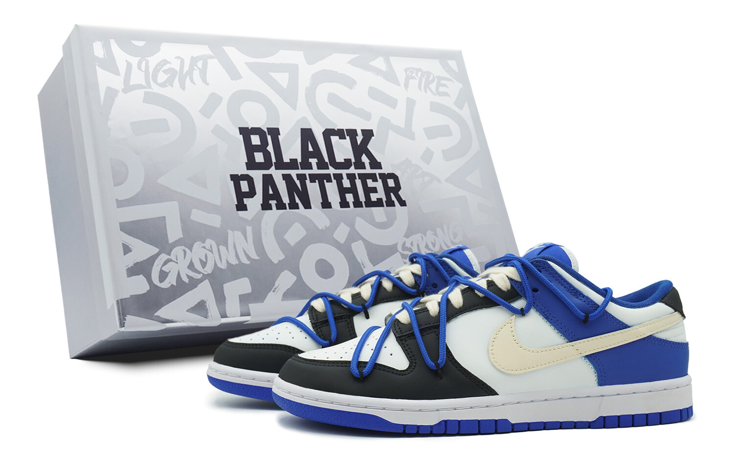 

Кроссовки Nike Dunk Skateboarding Shoes Unisex Low-top Black/white/blue, синий