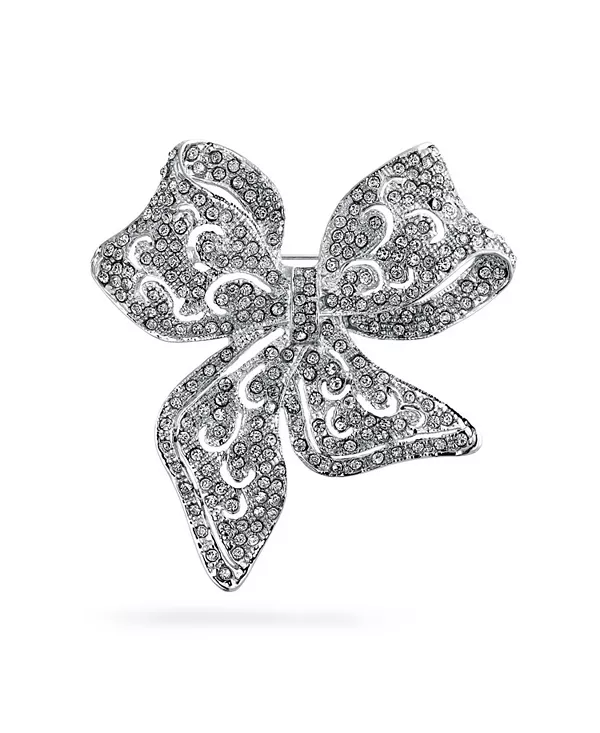 

Брошь-Булавка с кристаллами в викторианском стиле, посеребренная Bling Jewelry, clear