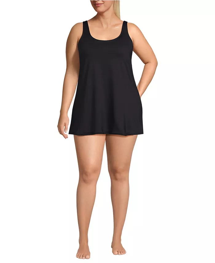 

Купальник-мини платье с круглым вырезом Plus Size Lands' End, черный