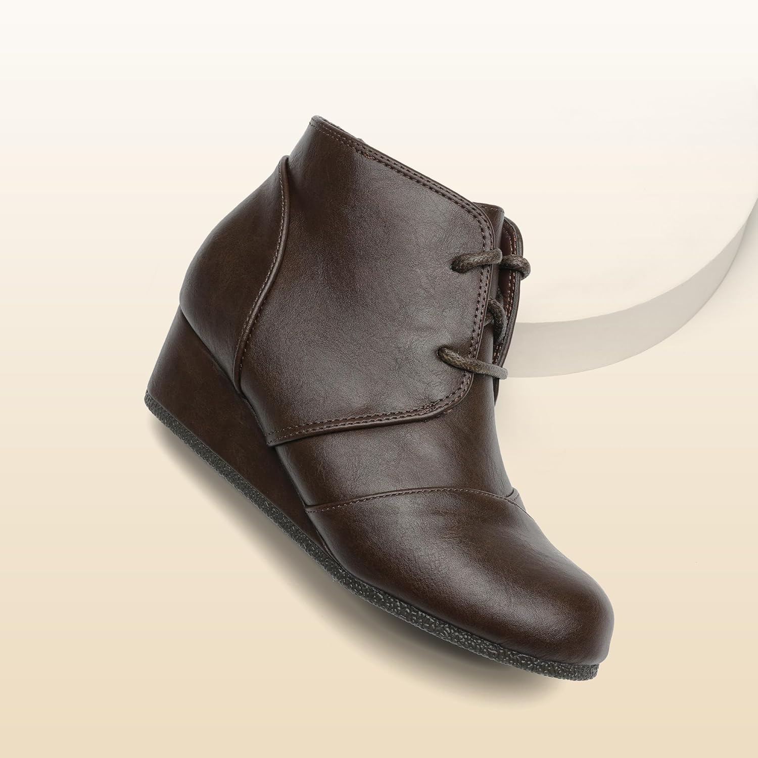 DREAM PAIRS ботильоны на низком клиновидном каблуке с боковой молнией для малышей/детей младшего и старшего возраста, Brown-Pu — фото 3