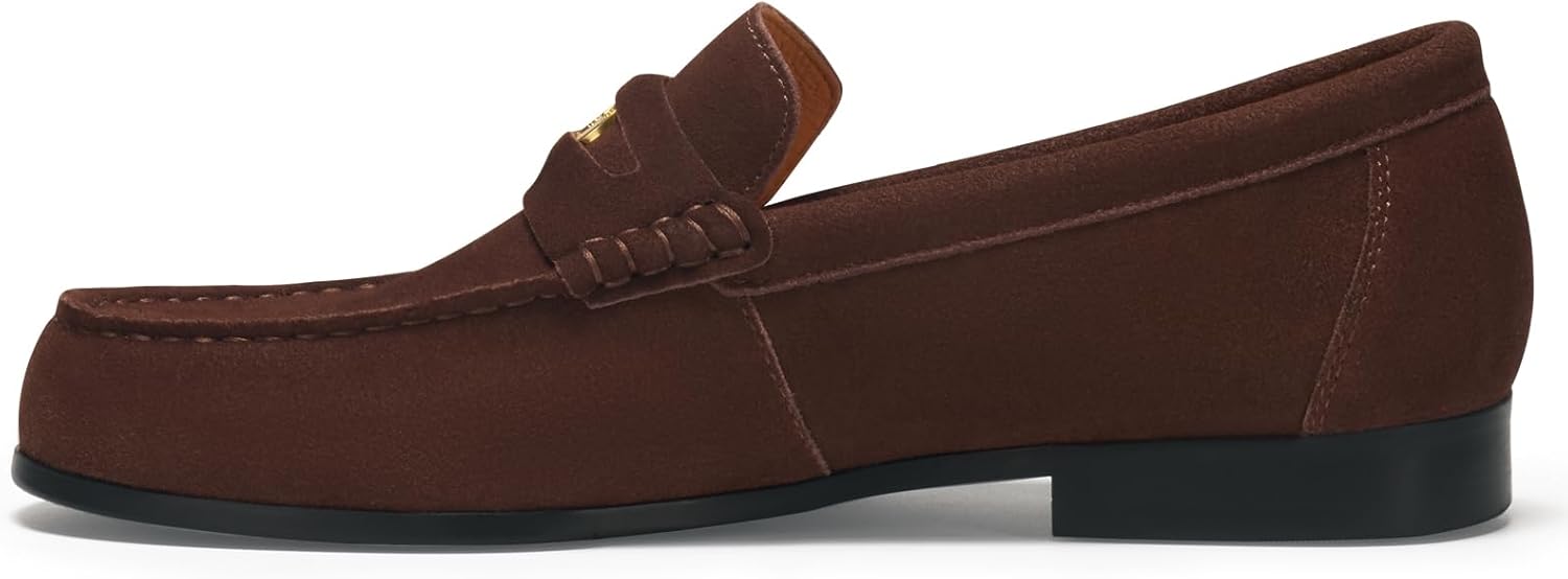 Мужские замшевые повседневные лоферы Journey West Ivy Style с мягкой подошвой, Newpennyloafers-coffee — фото 3