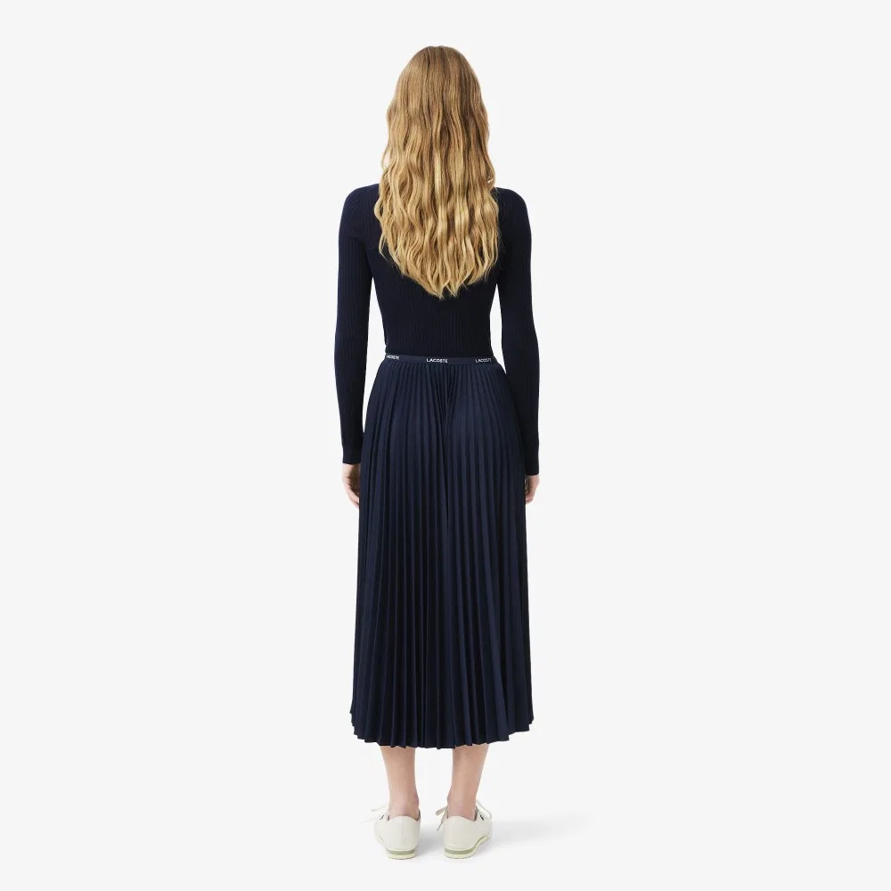Юбка Lacoste плиссированная длинная, темно-синяя — фото 3