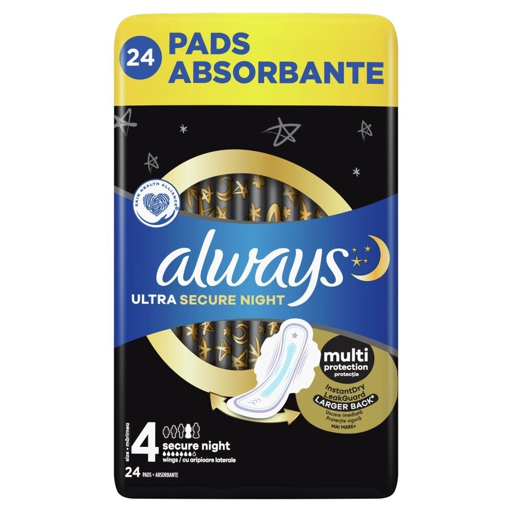 

Always Ultra Secure Night гигиенические салфетки, 24 шт.