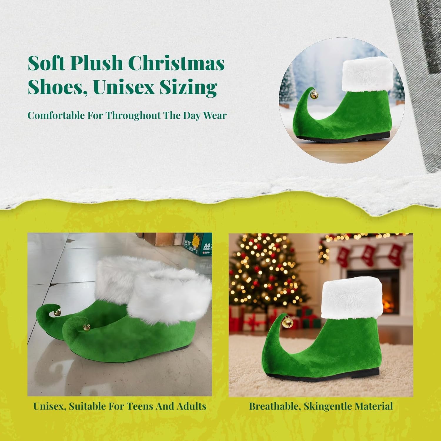 Рождественские ботиночки Colaxi Elf Shoes: очаровательные ботиночки для игр и нарядов, зеленый — фото 4