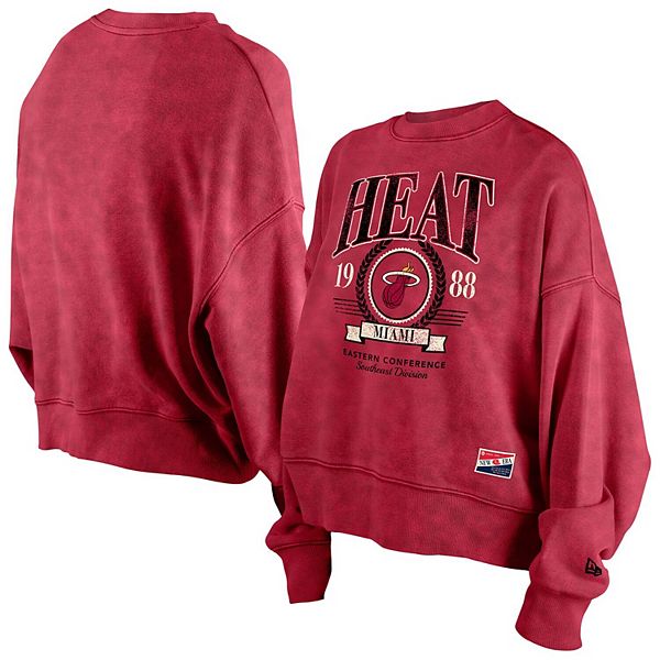 

Женский красный свитшот oversized miami heat hardwood classics enzyme wash New Era