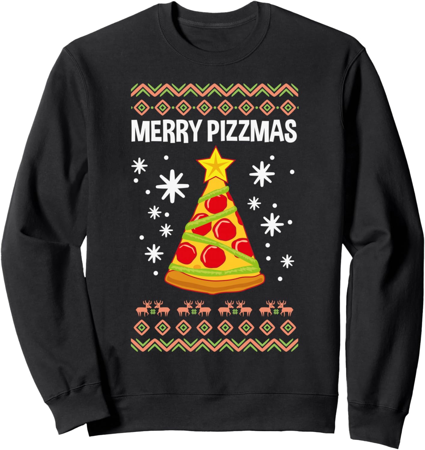 

Забавная рождественская толстовка с надписью «Веселая пицца» Christmas Meme Tees Co., черный