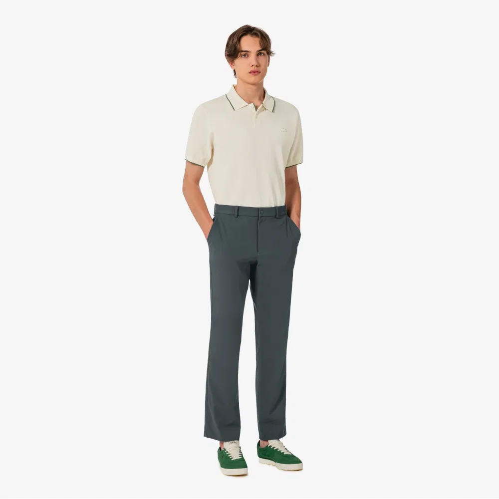 Мужские весенние эластичные брюки тёмно-серые от Lacoste — фото 4