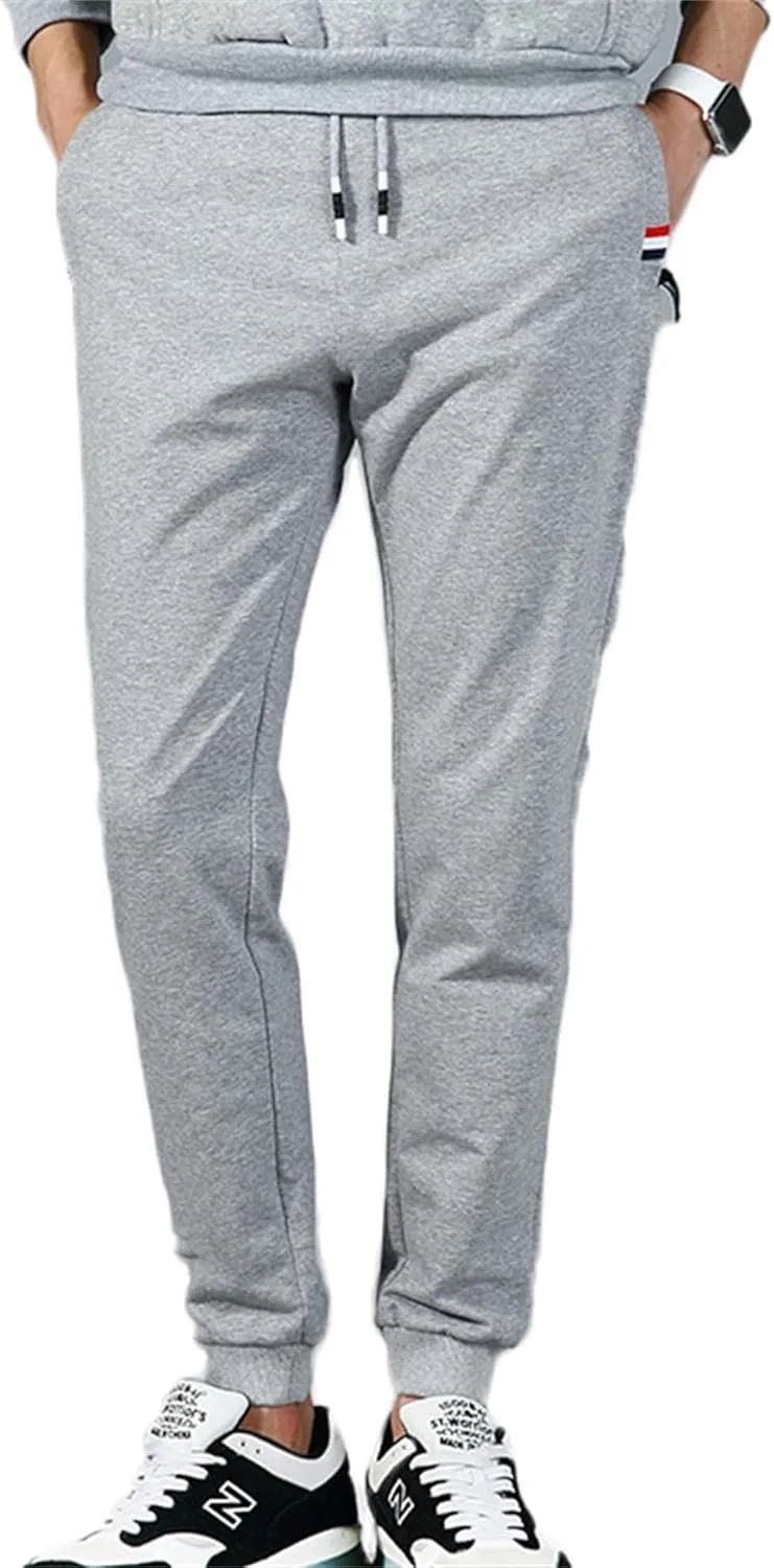 Джинсы, светло-серые, Men's Active Athletic Workout Jogger Sweatpants with Zipper Pocket and Drawstring