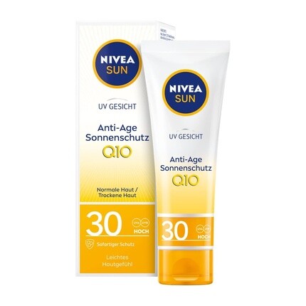 

Антивозрастной солнцезащитный крем для лица Sun Uv Q10 с SPF 30, 50 мл, Nivea
