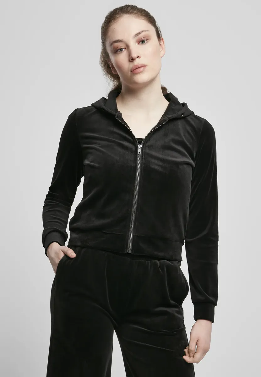 

Толстовка URBAN CLASSICS " Urban Classics Ladies Short Velvet Zip Hoody", черный