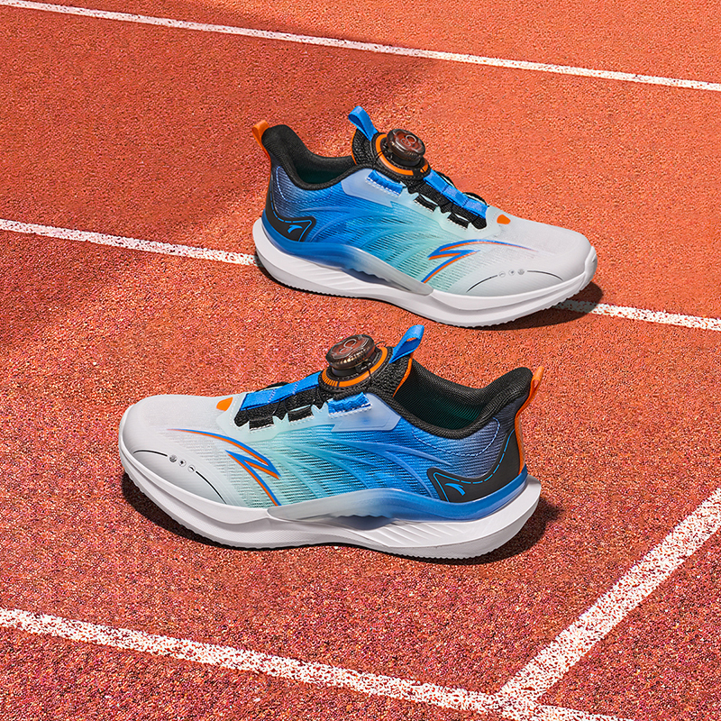 Ride The Wind 1.0 Low top детские беговые кроссовки Antakids, Anta белый/Fluorescent Aqua/Medium синий/черный — фото 3