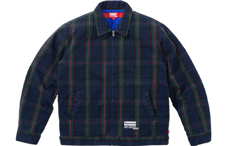 X Junya Watanabe X Comme Des Garçons Man Принтованная Рабочая Курка Supreme, Синяя Клетка — фото 2