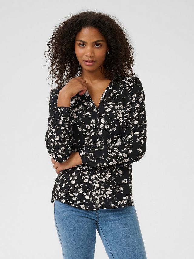 

KAbeathe блузка с длинными рукавами и V-образным вырезом с абстрактным принтом KAFFE