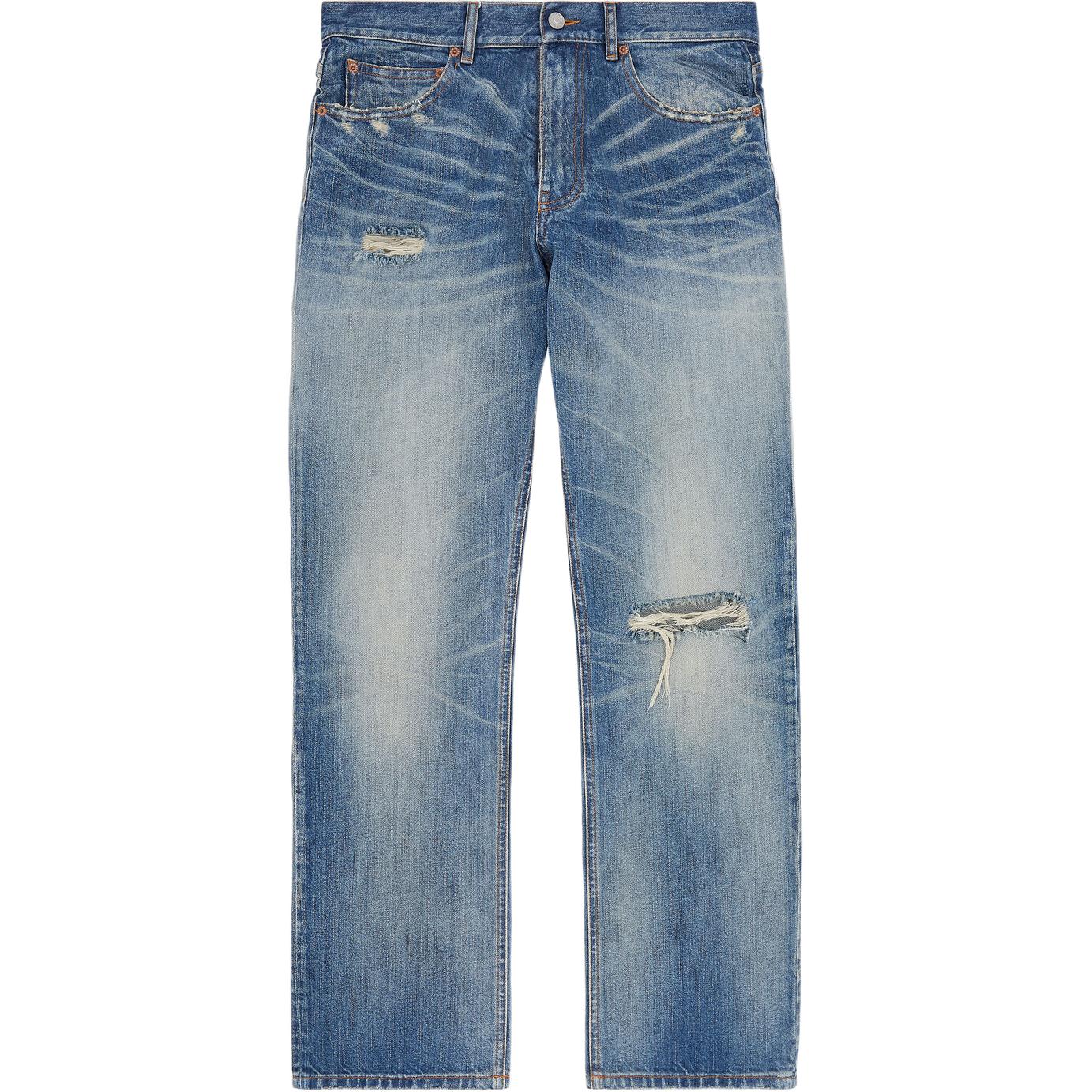 

Джинсы с 5 карманами и потертостями MM6 Maison Margiela, синий