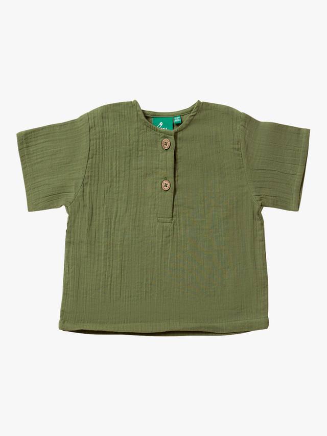 

Детский муслиновый топ из чистого органического хлопка henley Little Green Radicals, зеленый