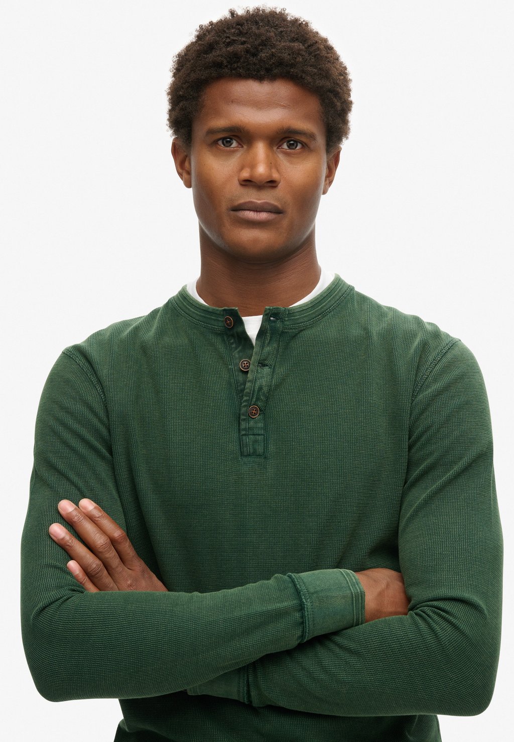 Топ с длинными рукавами VINTAGE TEXTURED GRANDAD Superdry, зеленый — фото 4