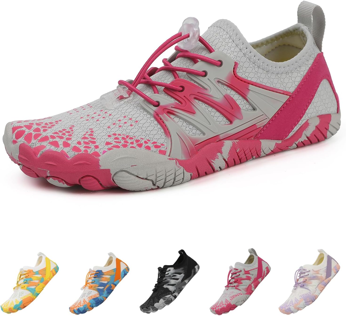 

Камуфляжные водные туфли для мужчин и женщин, обувь для плавания, быстросохнущие водные носки, подходящие для пеших прогулок, серфинга, катания на лодках, йоги и активного отдыха на воде Suxiaur, красный/розовый