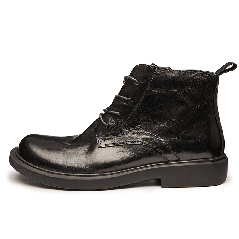 

LEYGMENLG Мужские зимние ботинки Martin Boot черные с меховой подкладкой, цвет Black Fleece-Lined