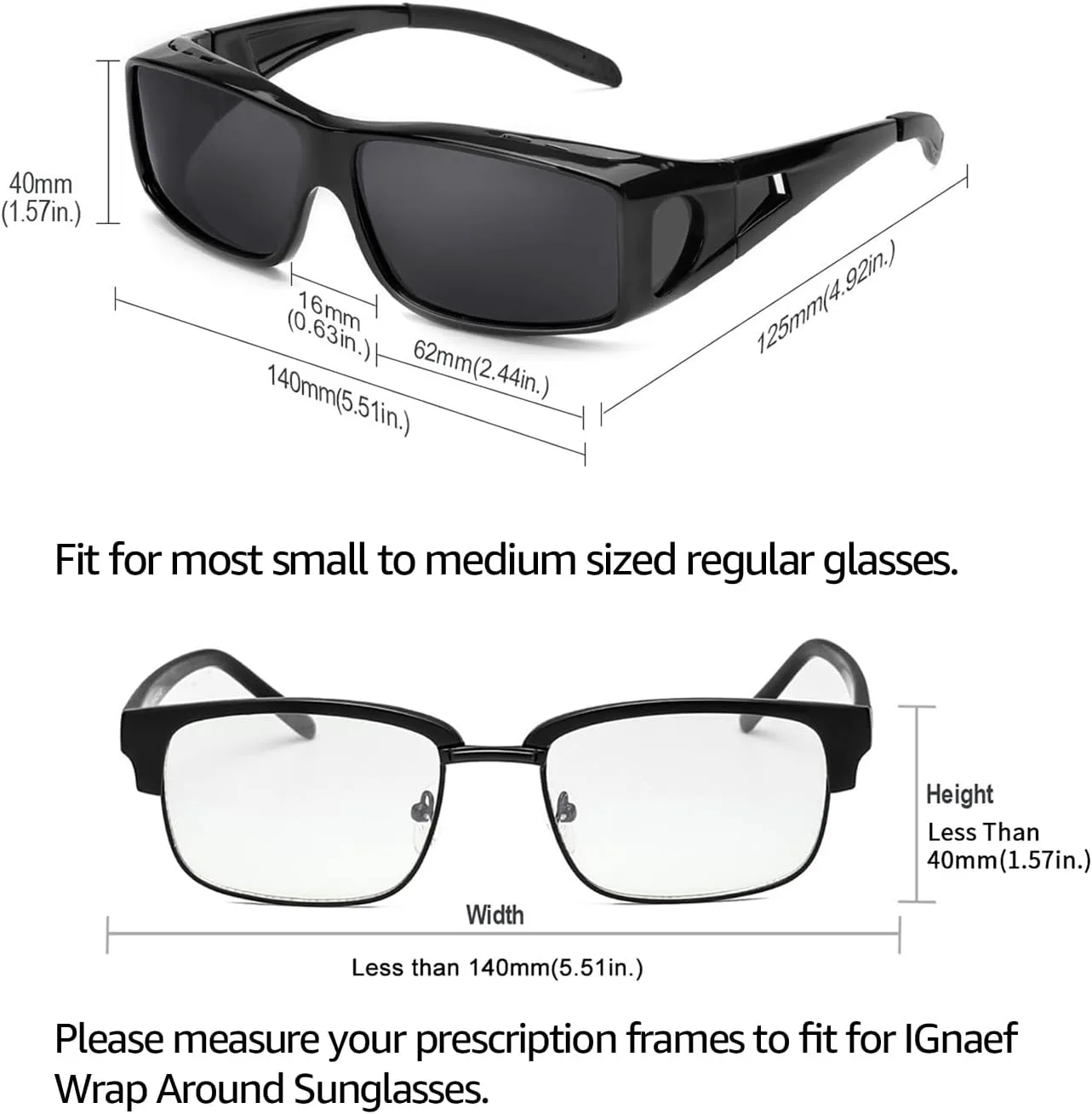 

Солнцезащитные очки IGnaef Fit Over Glasses для мужчин и женщин, поляризованные, обтекаемой формы, с защитой от УФ-излучения, D (2 Pack) Black+purple Ink