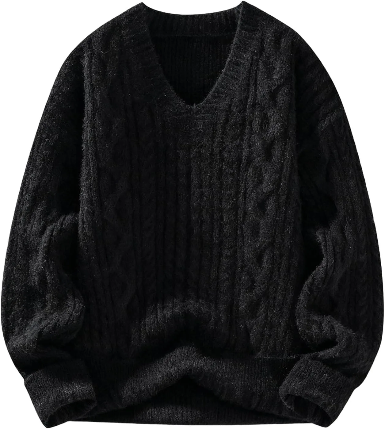 

Мужской зимний вязаный свитер с V-образным вырезом, утепленный