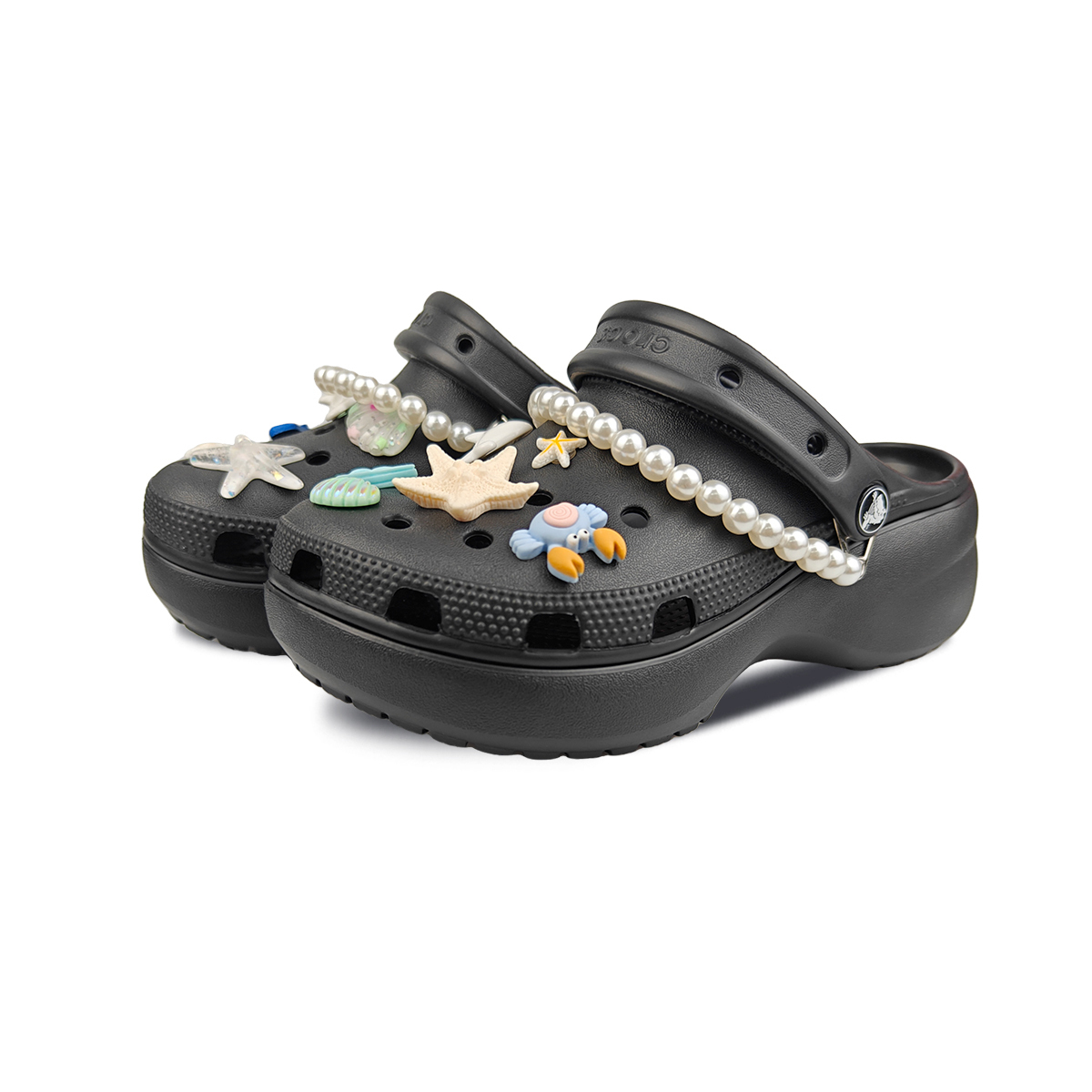 Crocs Классические платформенные клоги женские черно-синие, цвет Black — фото 2