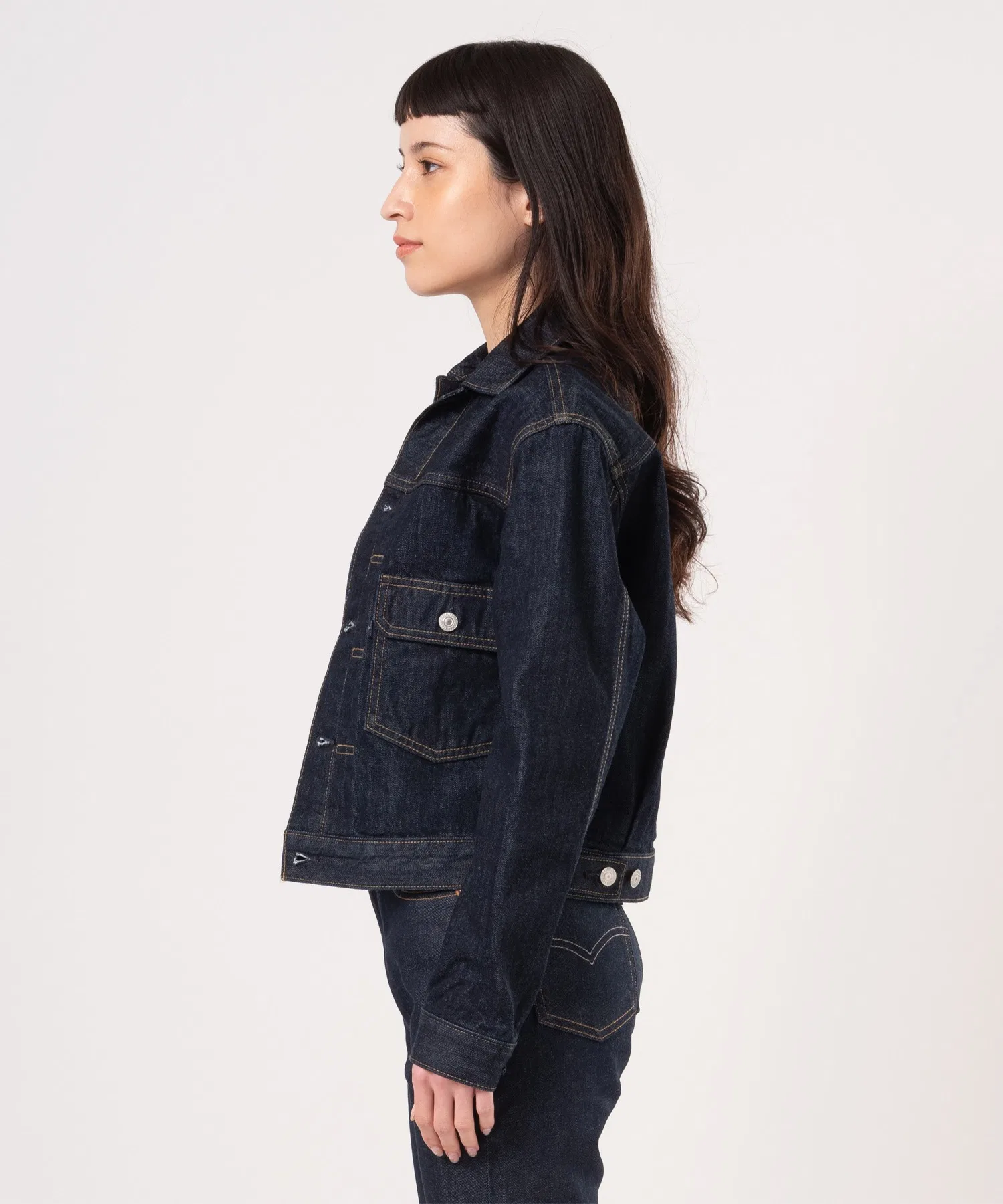 Джинсовая куртка Levi's TYPE II Trucker Jacket, темно-синего цвета, цвет RINSE, произведено в Японии. — фото 4