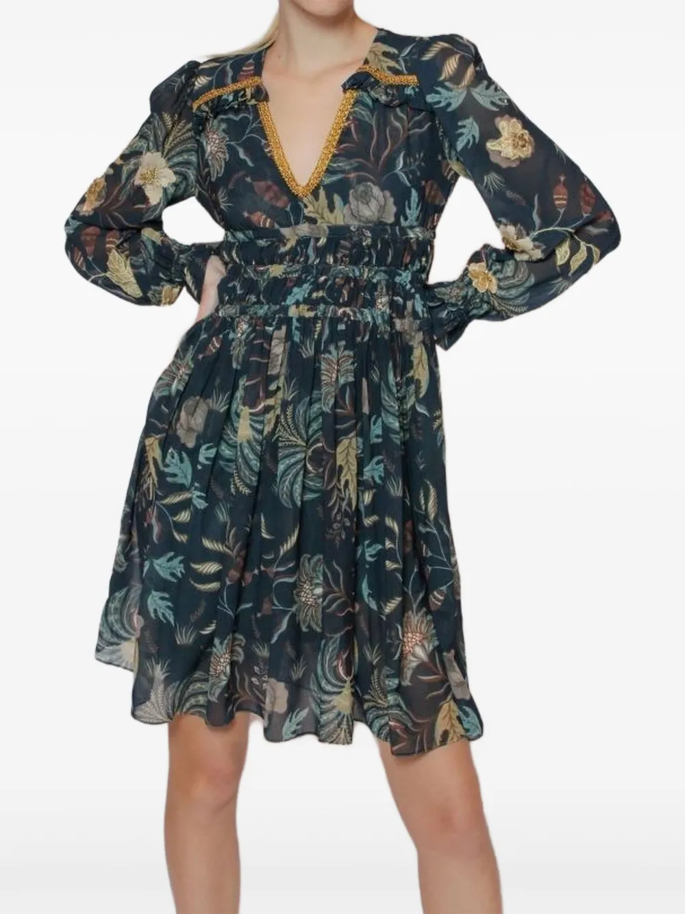 

Платье с цветочным принтом и прошивкой (Agar) Lethicia Bronstein, синий