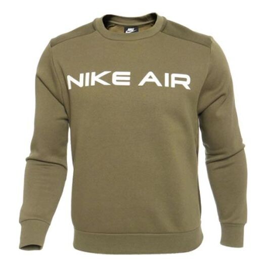 

Толстовка Men's Nike Air Logo Printing Round Neck Pullover Long Sleeves Olive, зеленый