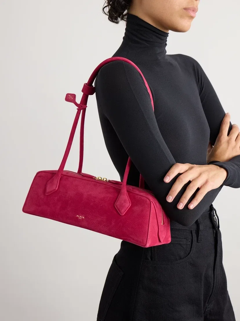Сумка на плечо Le Teckel среднего размера из нубука Alaïa, розовый — фото 2