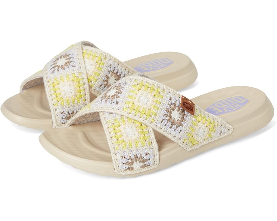 Сандалии Hey Dude Christi Slide Cottage Crochet, цвет Egret/Lavender/Multi