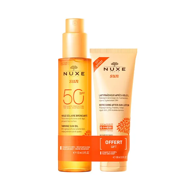 

Масло для загара Spf 50 + Молочко после загара Aceite Bronceador Rostro Y Cuerpo Nuxe