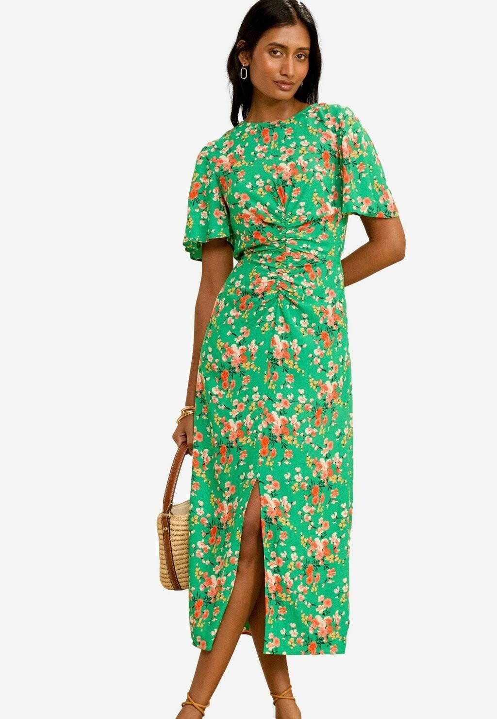 

Дневное платье RUCHED FLUTTER SLEEVE MIDI REGULAR FIT Love & Roses, зеленый