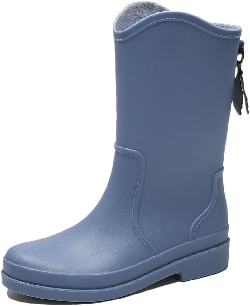 

Мужские и женские водонепроницаемые садовые резиновые сапоги, теплые, средней длины, с нескользящей подошвой для работы на улице Generic, синий