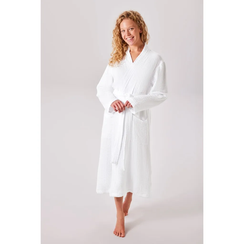 

Мой домашний халат Bademantel Juna Musselin, идеально для сауны и спа, гостиничный халат, утренний халат 1 шт., современный, легкий, 100% хлопок My Home, белый