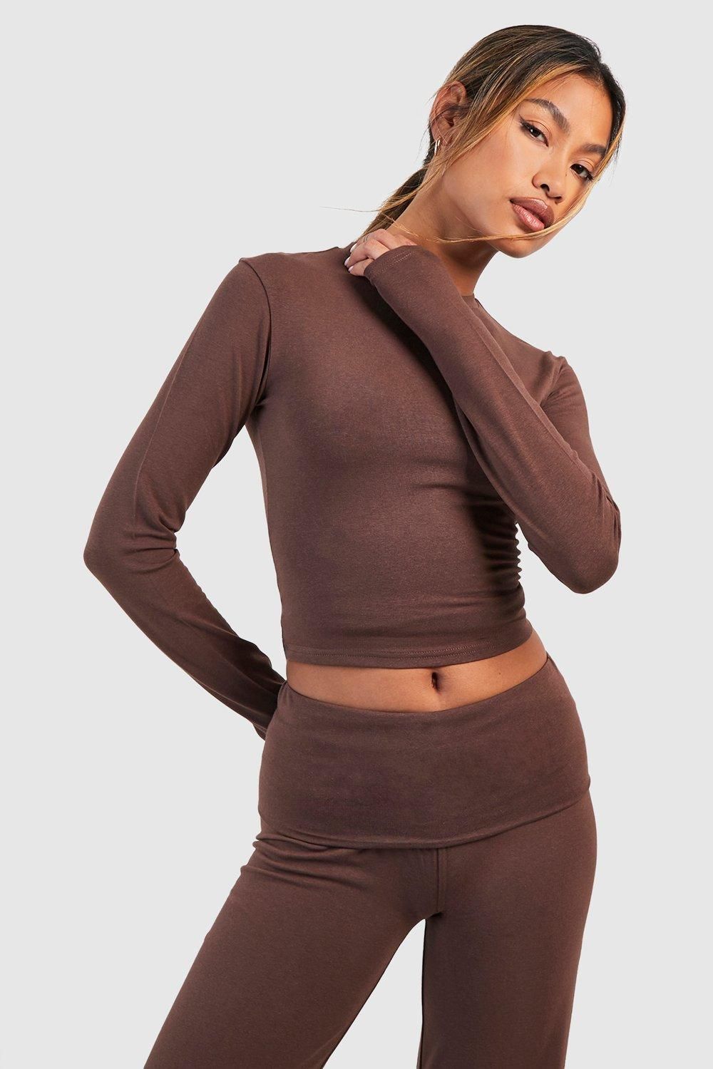 

Мягкая футболка с длинным рукавом Boohoo, шоколадный