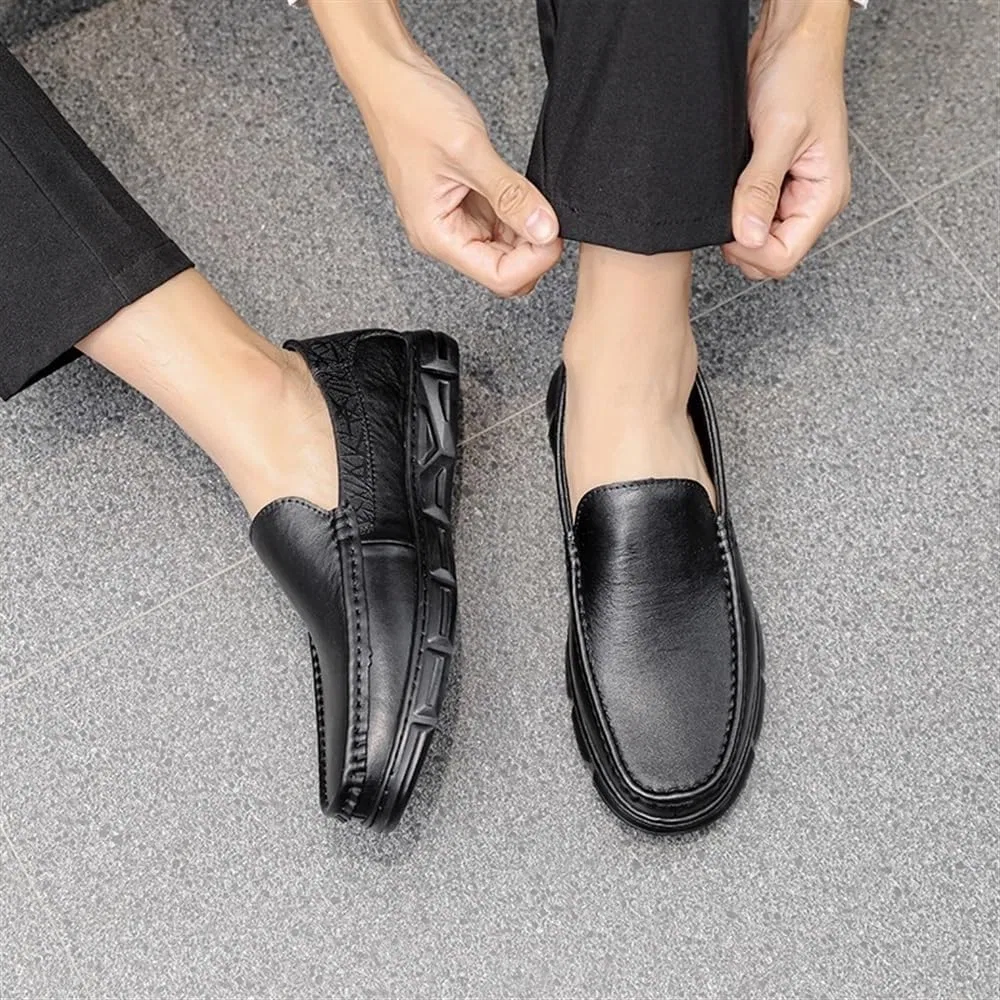 Туфли лоферы кожаные классические для ходьбы, Black DHFIRUFSHLO — фото 3