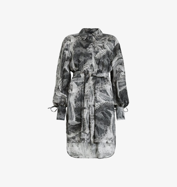 

Мини-Платье с воротником Leyla из льняной смеси Allsaints, цвет evolve slate g