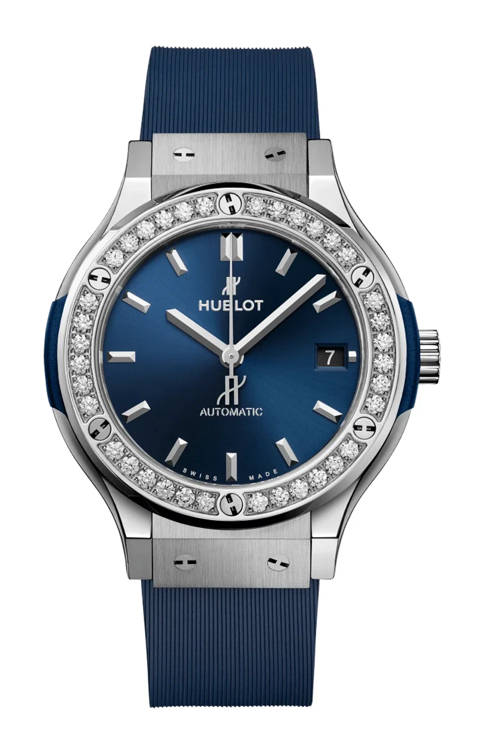 Классик Фьюжн Титаниум Блю Даймондс 38 мм - 565.NX.7170.RX.1204 HUBLOT, черный