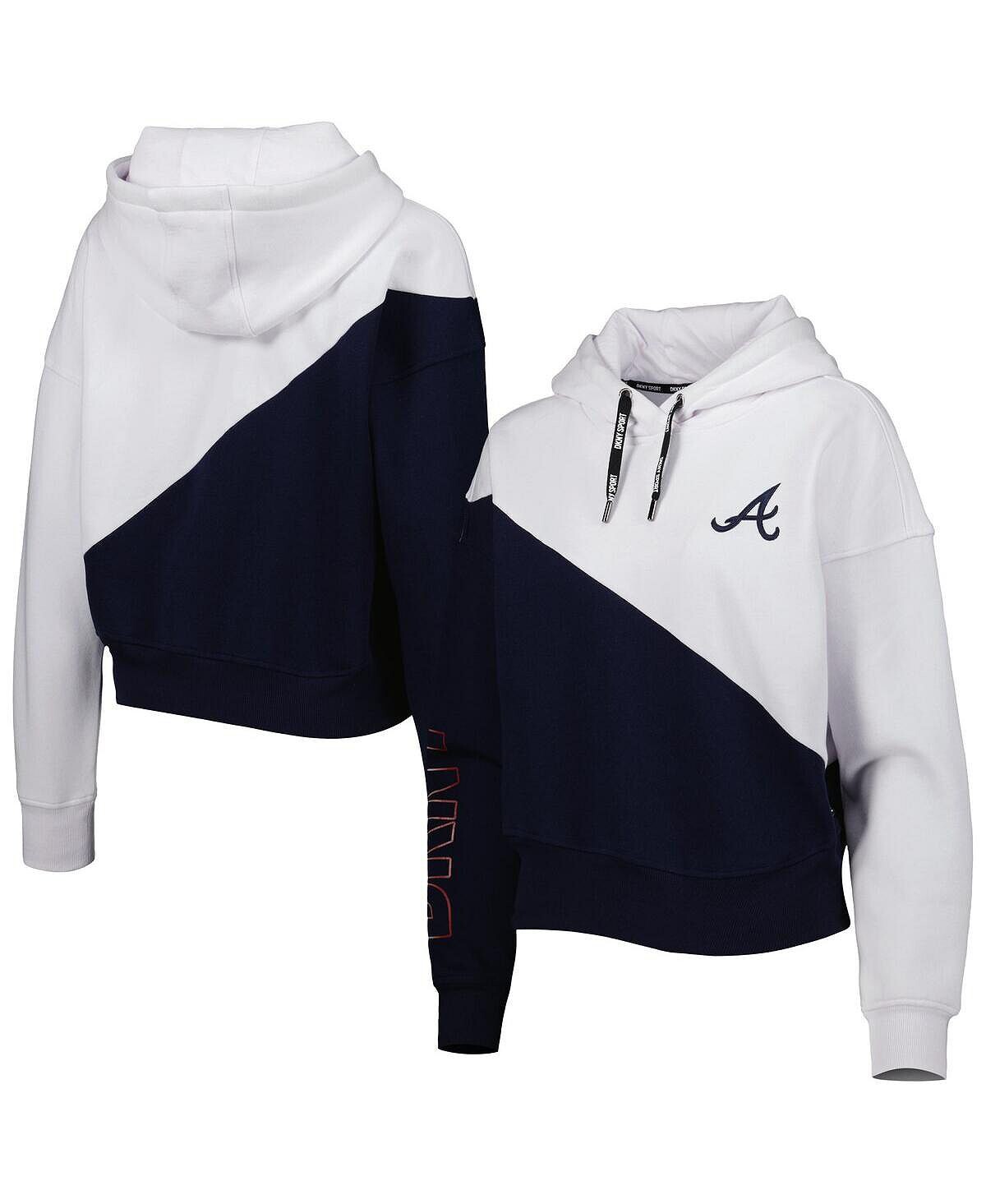 

Женский темно-синий белый пуловер с капюшоном Atlanta Braves Bobbi Colorblock DKNY