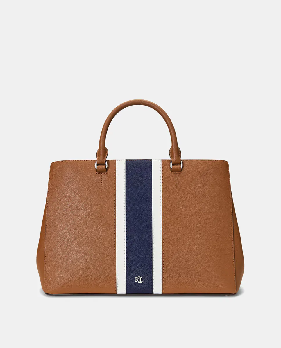 

Большая кожаная сумка Hanna с контрастными деталями Lauren Ralph Lauren, коричневый
